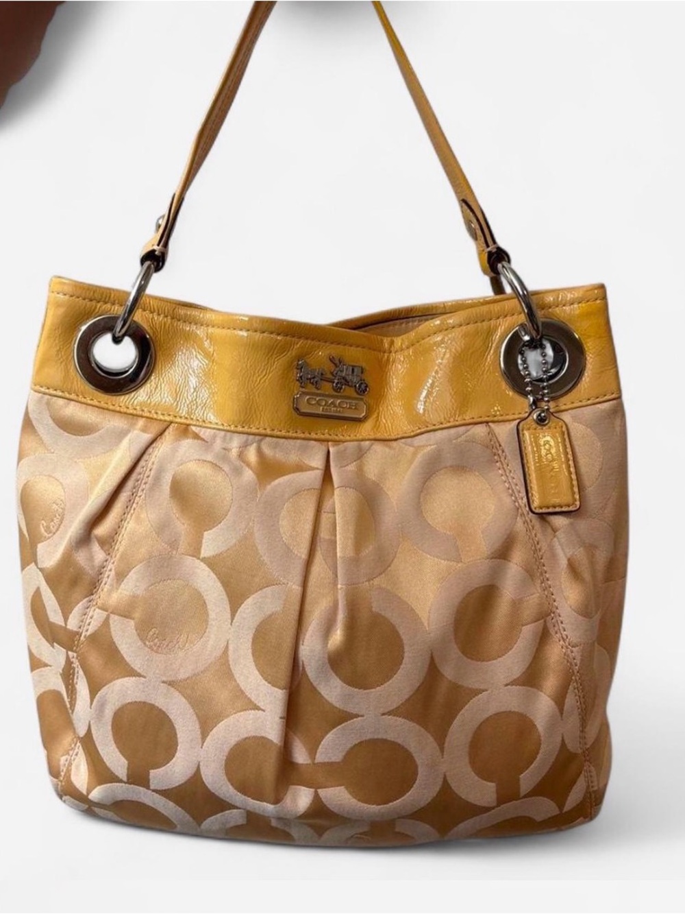 Vintage Coach Madison Hobo Shoulder Bag in yellow Signature Canvas